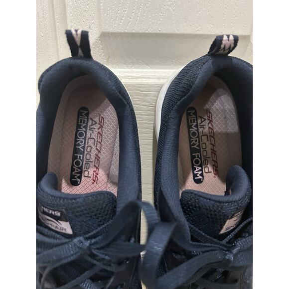 Skechers Air Cooled Memory Foam Sneakers Navy Blue/Whit/Pink Size 10 - Picture 6 of 8